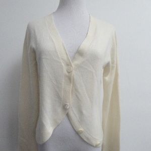 SAMPLE NY ITALIAN CASHMERE ivory cardigan L